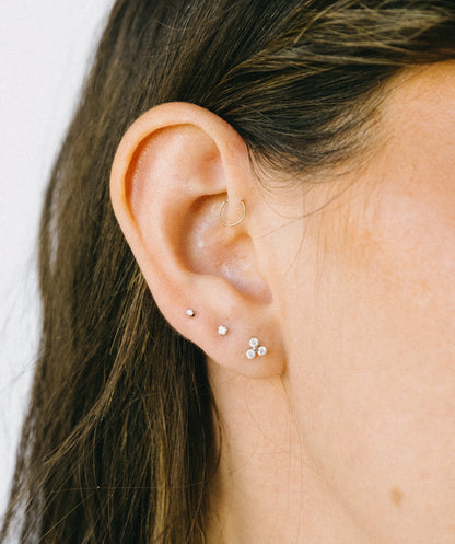 Trio CZ Flat Back Stud