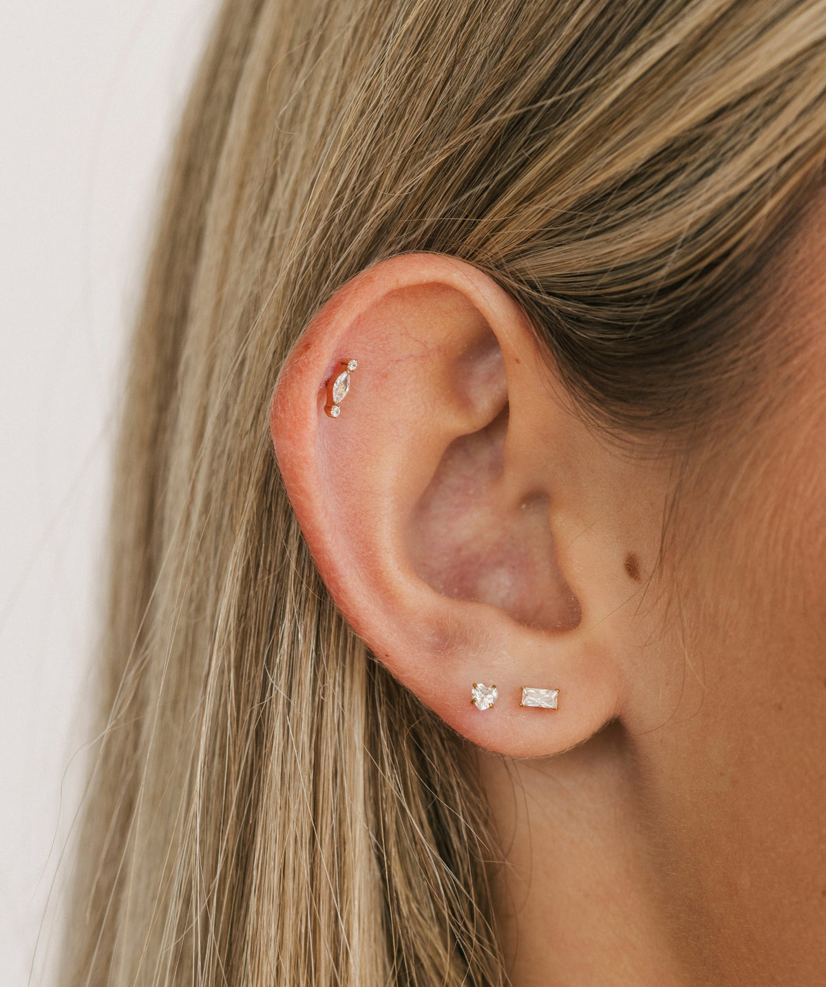 Crystal Heart Flat Back Stud