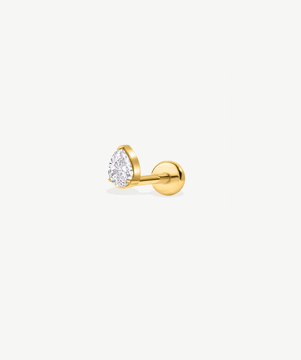 Pear CZ Flat Back Stud