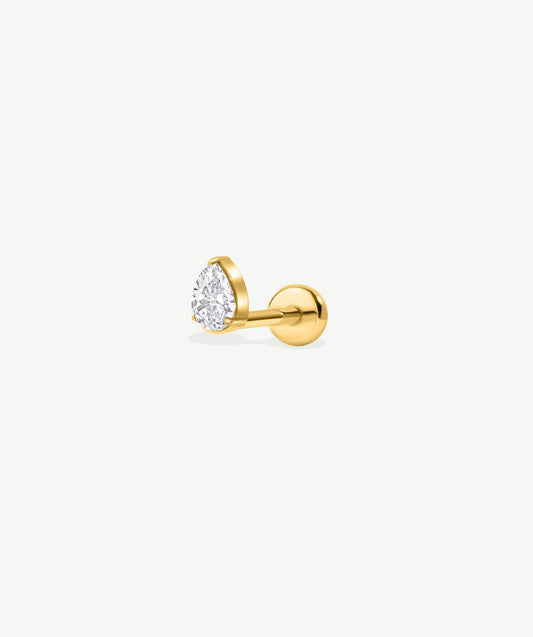 Pear CZ Flat Back Stud