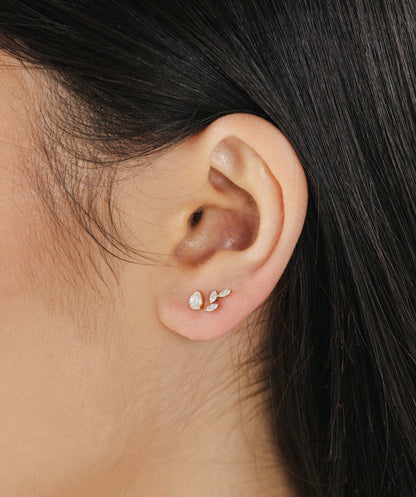 Pear CZ Flat Back Stud