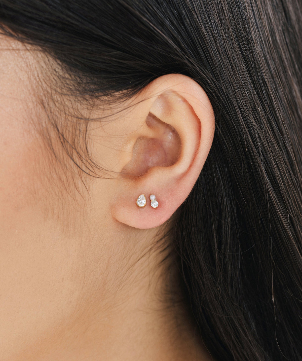 Stacked CZ Flat Back Stud