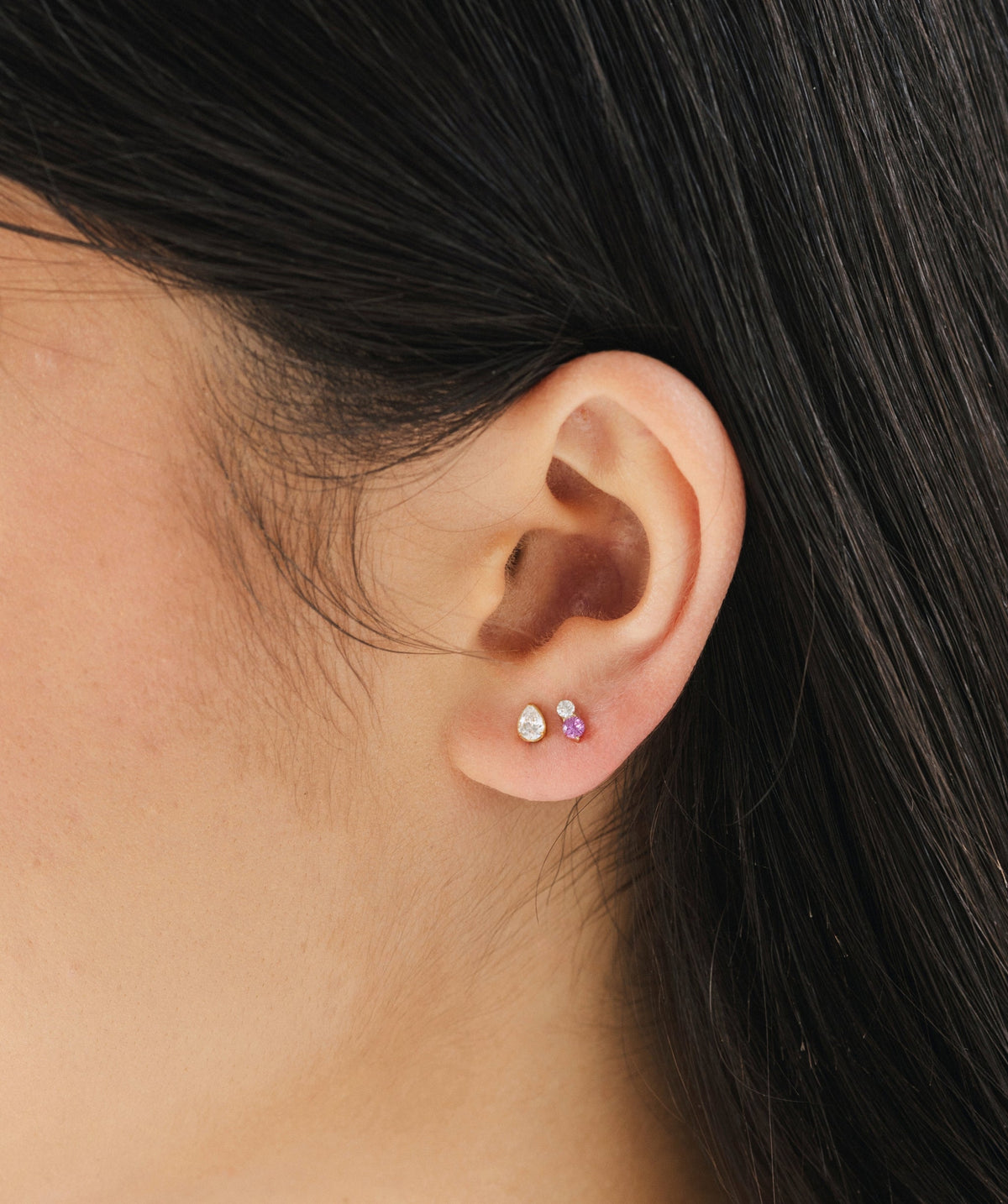 Stacked CZ Flat Back Stud