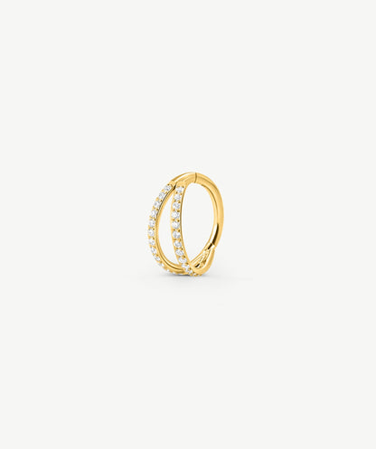 Twin Pave Clicker Hoop Earring