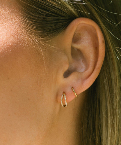 Twin Pave Clicker Hoop Earring