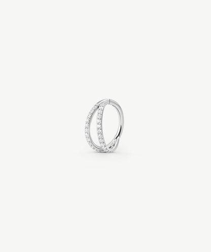 Twin Pave Clicker Hoop Earring